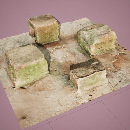 3D Model of a Outdoor Cooking Arangement: 4 Concrete Blocks