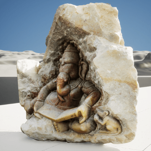 Ganesh& shiva: Two Sided Stone Statue_3D Model