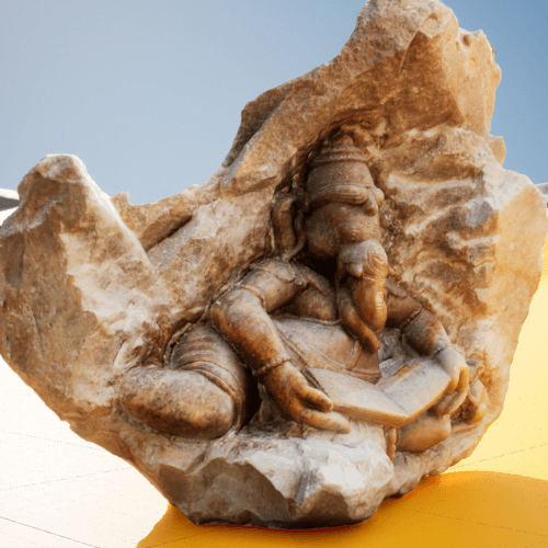 Ganesh& shiva: Two Sided Stone Statue_3D Model