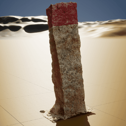 Red Tip 3D Indian Granite Fencing Pillar Model - 3d asset