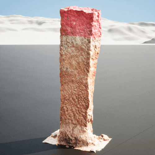 Red Tip 3D Indian Granite Fencing Pillar Model - 3d asset