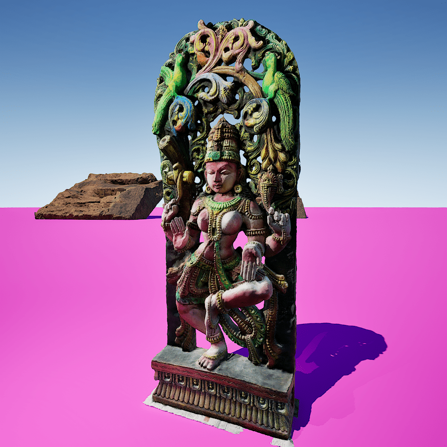 Apsara Dancing - Multi Color Wooden Sculpture 3d Model - Indian Apsara/ Muse of the Gandharvas