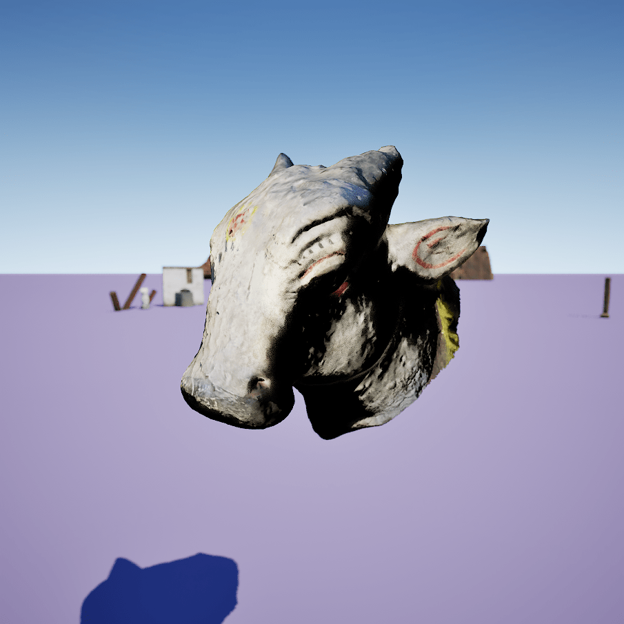 Cow Head Cement Sculpture