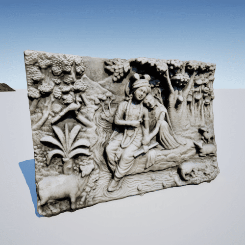 Radha Krishna Cement Sculpture Panel 3d Model