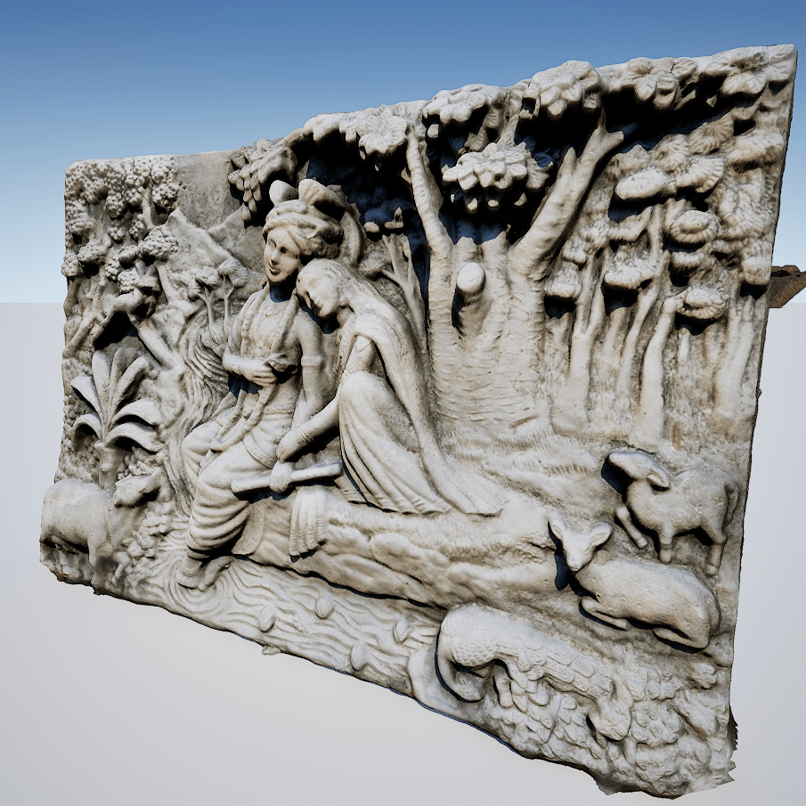 Radha Krishna Cement Sculpture Panel 3d Model