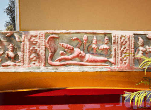 Resting Vishnu Wooden Carved Panel 3d Model - Indian god/ Lord Vishnu