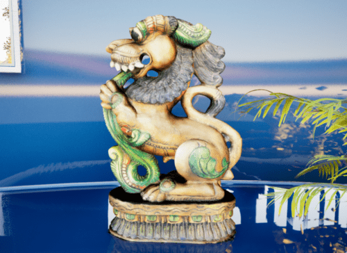 Yali (Mythical Creature) Wooden Decorative Showpeice 3d Model