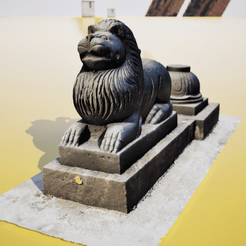 Shimma Vahanam (Lion Mount) outside the Temple 3D Model - Hindu Temple Sculptures