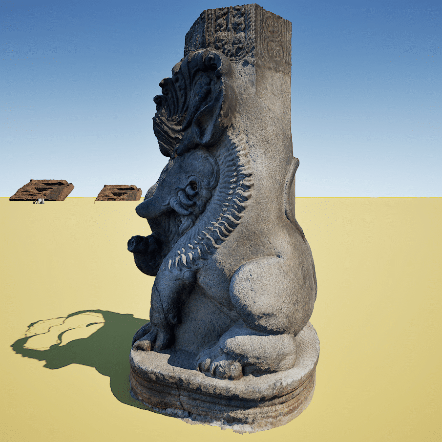 Yalli (Mythical Creature) Stone Sculpture 3d Model - Bottom of the Pillar