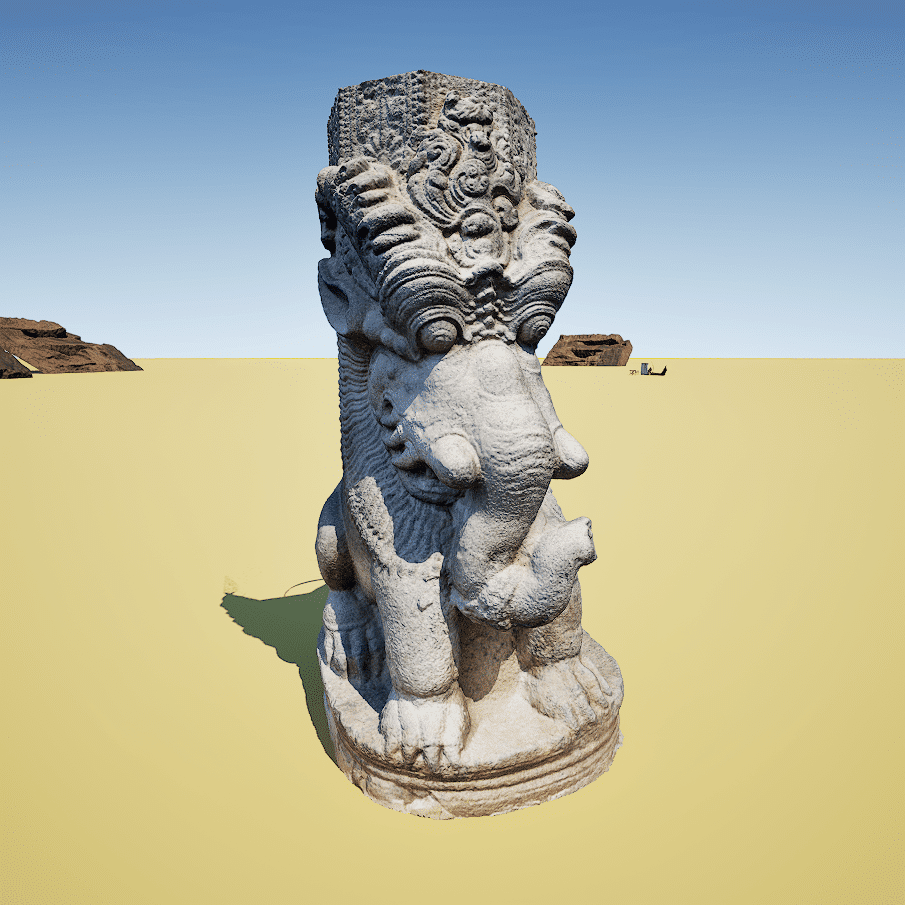 Yalli (Mythical Creature) Stone Sculpture 3d Model - Bottom of the Pillar