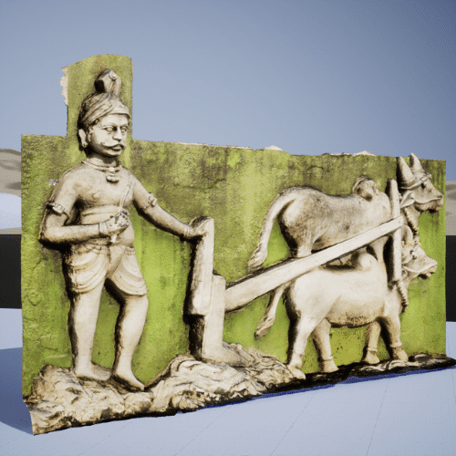 Farmer and Bullacart: Wall Sculpture: 3d PhotoScanned